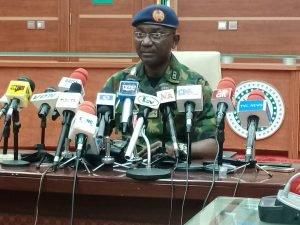The Coordinator, Defence Media Operations, Maj.-Gen. John Enenche, during News Conference in Abuja on Friday, 3/4/2020 (NAN)