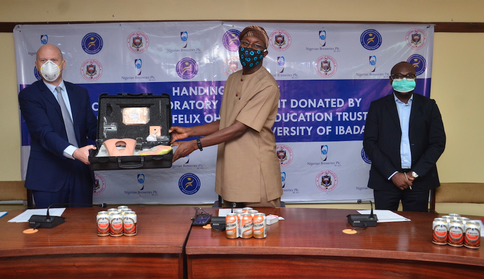 The Managing Director, Nigerian Breweries Plc., Jordi Borrut Bel;  the Provost, College of Medicine, University of Ibadan, Professor Olubunmi Olopade-Olaopa; and the  Brewery Manager, Ibadan & Ijebu Ode, Nigerian Breweries Plc., Tayo Ogundana during th...