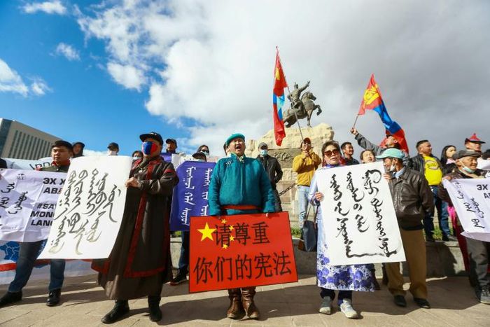 Mongolians in the capital Ulaanbaatar protest against Beijing's plan to introduce Mandarin-only classes at schools in the Chinese province of Inner Mongolia