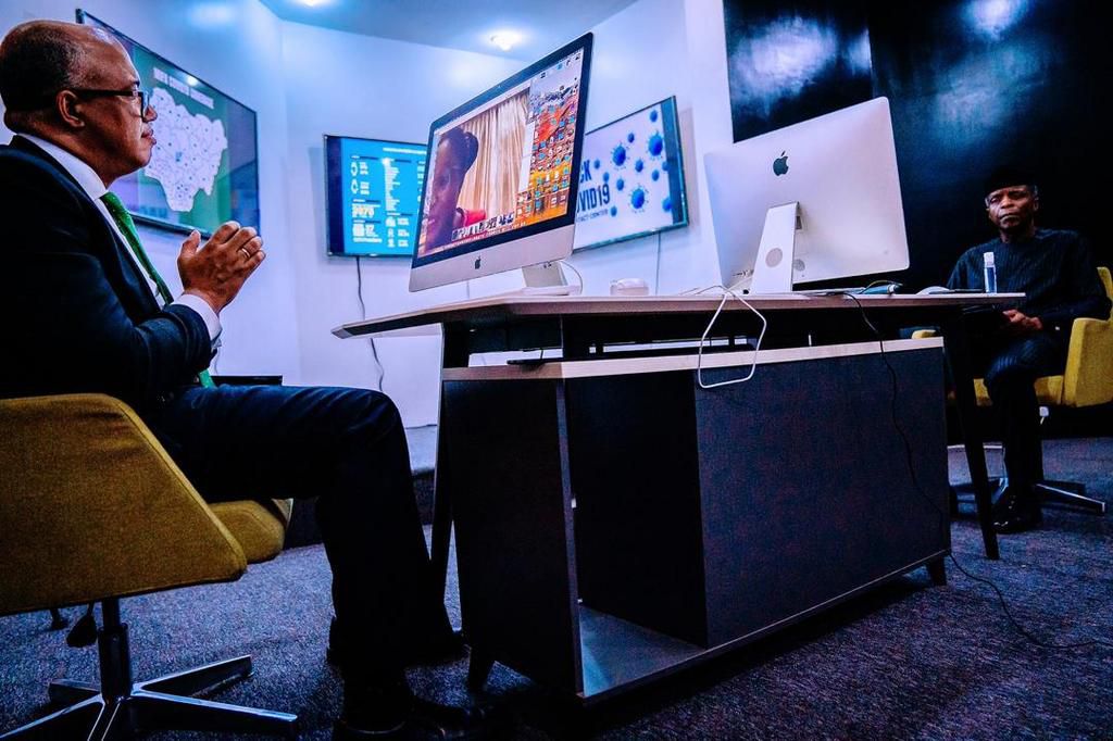 Vice President Yemi Osinbajo and the Director General Nigeria Centre for Disease Control, Chikwe Ihekweazu. [Twitter/@ChikweIhekweazu1]