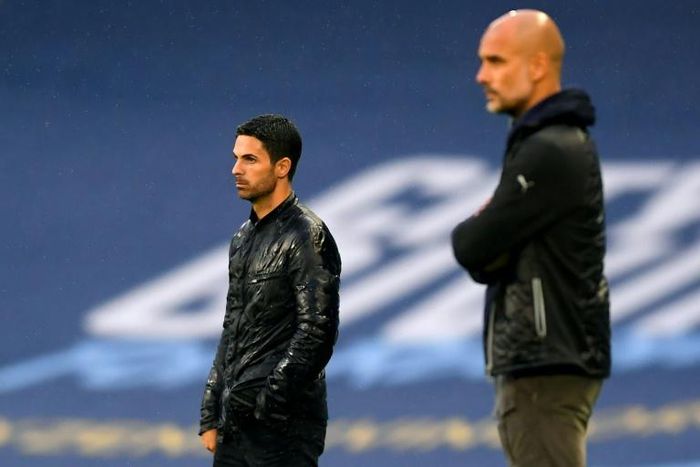 Arsenal manager Mikel Arteta (left) worked with Manchester City boss Pep Guardiola at the Etihad