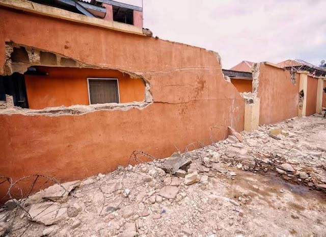 The site of helicopter crash in Lagos. (CKN)