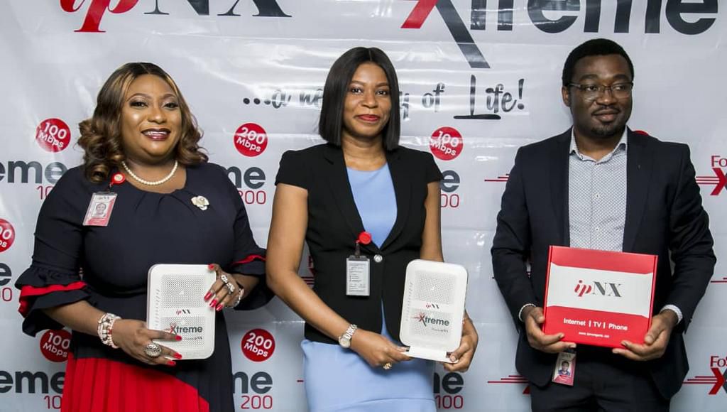 From L-R, Christiana Okenla, Head, Customer Experience & Advocacy, Kene Eneh, Divisional CEO, ipNX Retail, Chris Oputteh, Head Engineering all of IPNX NIGERIA LIMITED during the launch of  FOS XTREME DATA PLANS
