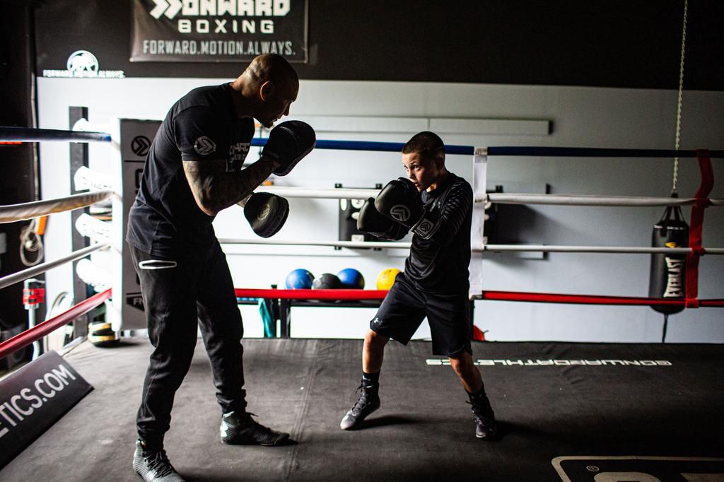 Javon &quot;Wanna&quot; Walton training with his father and coach DJ Walton at the family owned Onward boxing gym in Braselton, Georgia on October 26, 2019.