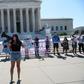 Anti-abortion activists demonstrate in front of the US Supreme Court on June 29, 2020