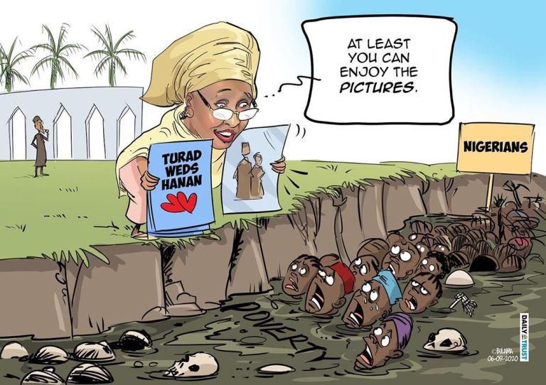Aisha Buhari Cartoon by Mustapha Bulama of Daily Trust [Daily Trust]