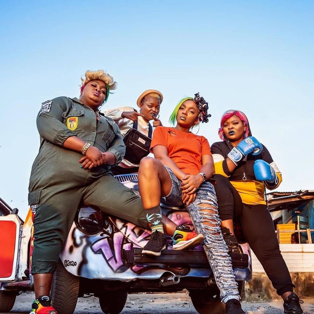 Eniola Badmus, Funke Akindele-Bello, Chioma Chukwuka & Bimbo Thomas in 'Omo Ghetto' (The Saga) movie [Instagram/@omoghettothesaga]