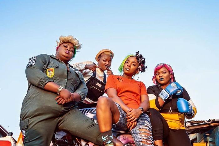 Eniola Badmus, Funke Akindele-Bello, Chioma Chukwuka & Bimbo Thomas in 'Omo Ghetto' (The Saga) movie [Instagram/@omoghettothesaga]