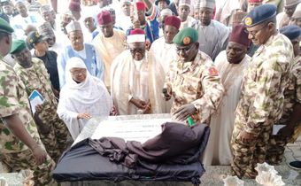 The Chief of Army Staff, Lt.-Gen. Tukur Buratai and Emir of Biu during the inauguration of the newly built Faculty of Natural and Applied Sciences at Nigerian Army University Biu, Borno State on 3/1/2020. (NAN)