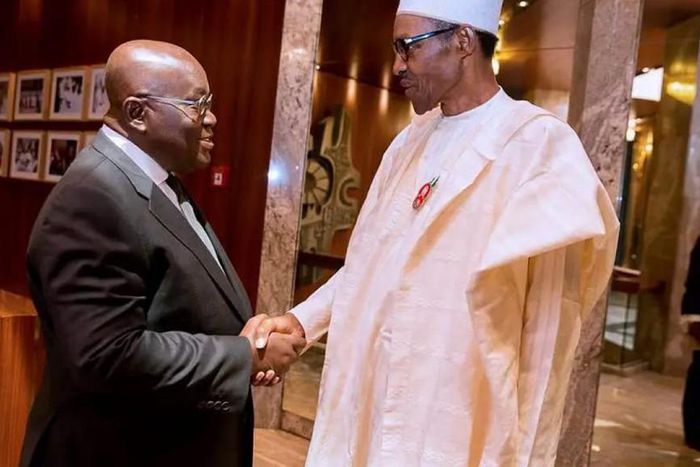 Ghana President, Nana Akufo-Addo and President Muhammadu Buhari of Nigeria. (Daily post)