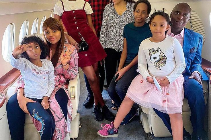 Ned Nwoko, wife Regina Daniels and his children [PrinceNedNwoko]