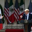 US President Donald Trump and Mexican counterpart Andres Manuel Lopez Obrador hold a joint press conference in the Rose Garden at the White House July 2020