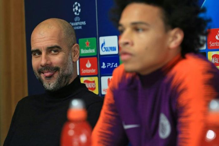 Manchester City manager Pep Guardiola is set to lose German midfielder Leroy Sane (right)