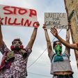 Demonstators protesting against the death of George Floyd in custody in Minneapolis