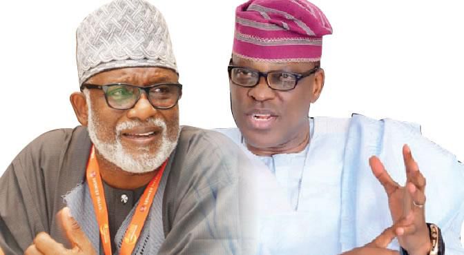 Ondo state Governor and APC candidate, Rotimi Akeredolu and his main contender, Eyitayo Jegede of the Peoples' Democratic Party. [punchng]