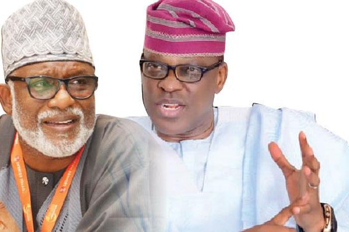 Ondo state Governor and APC candidate, Rotimi Akeredolu and his main contender, Eyitayo Jegede of the Peoples' Democratic Party. [punchng]