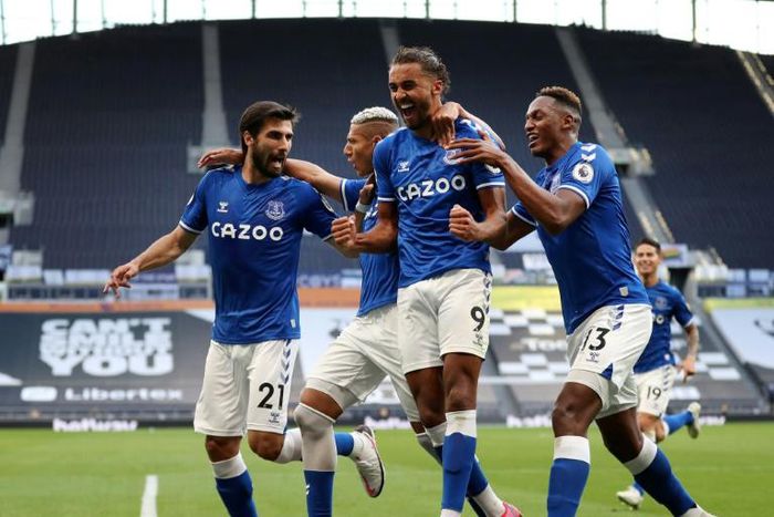 Dominic Calvert-Lewin (centre) scored the winner as Everton beat Tottenham for the first time since 2012