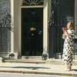 British Prime minister Boris Johnson and 'Clap for Carers' founder Annemarie Plas clap for the NHS outside 10 Downing street