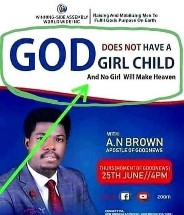 “God doesn’t have a girl child; no girl will make heaven” – Pastor stokes unquenchable fire