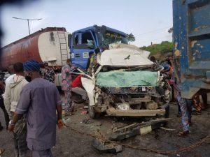 A picture of accident scene at Otedola Bridge in Lagos on Thursday. [NAN]