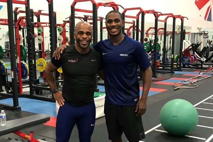 Wayne Richardson (left) pictured with Manchester United's Odion Ighalo