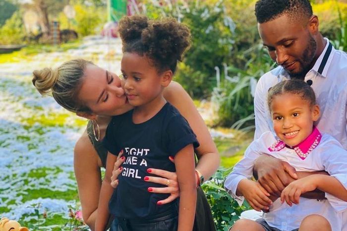 Mikel Obi and Olga Diyachenko with their twin daughters (Instagram/Mikel Obi)