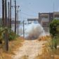 A landmine is exploded during Turkish demining operations in the Salah al-Din area, south of the Libyan capital Tripoli on June 15, 2020