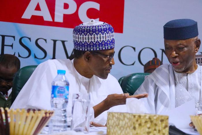President Muhammadu Buhari and former APC Chairman, John Odigie-Oyegun.
