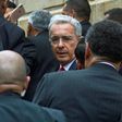 Former Colombian president Alvaro Uribe arrives for a hearing before the Supreme Court in Bogota in October 2019