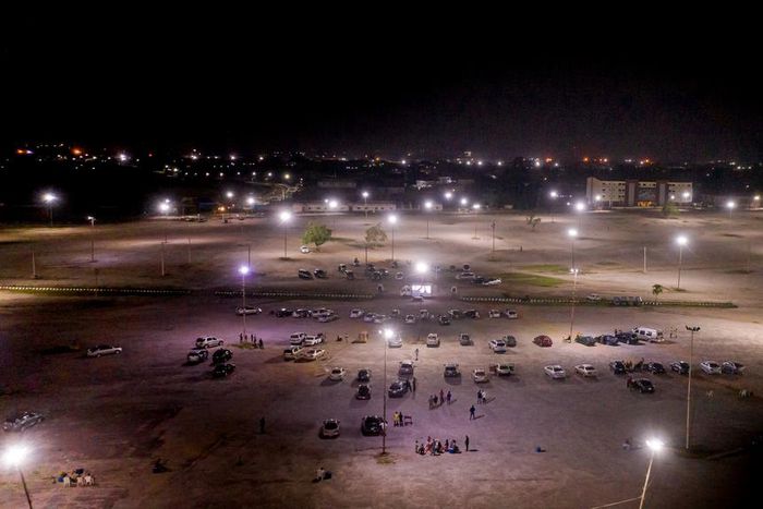 SwiftThink organized an open-air grounds of Car Park B, Redemption Camp, Lagos-Ibadan Expressway into a drive-through pop-up cinema arena accessed only by cars [SwiftThink]