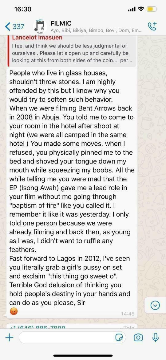 Screenshot of Filmic WhatsApp Group Chat