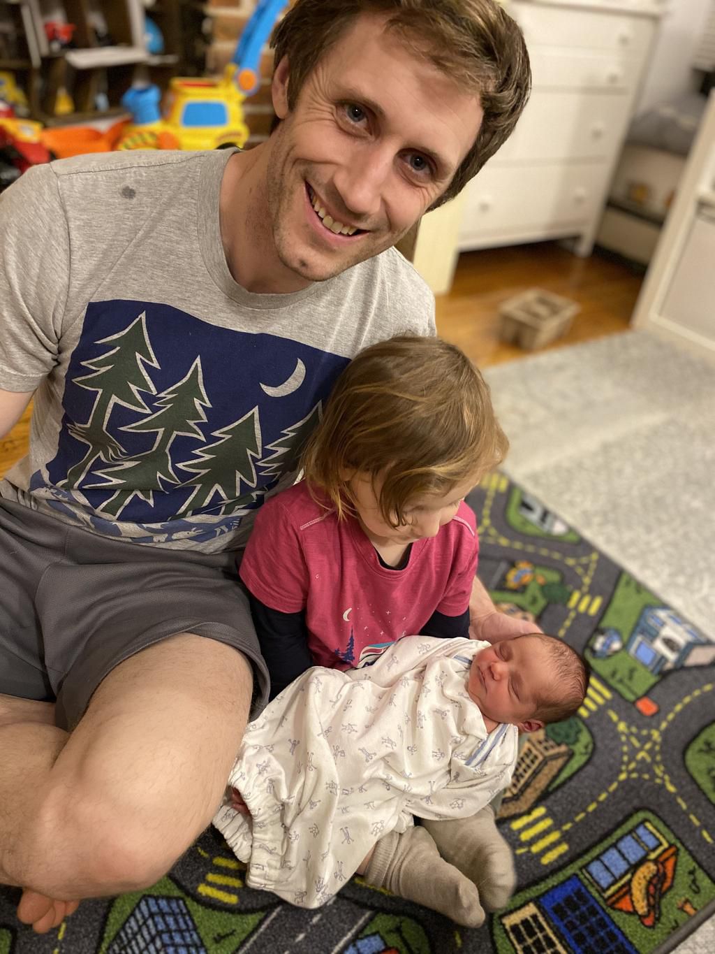 The writer's husband and children