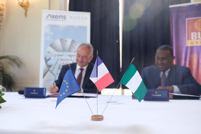 French Minister Delegate for Foreign Trade and Economic Attractiveness, Franck Riester and Abdul Samad Rabiu, the CEO of BUA Group. [Twitter/@franckriester]