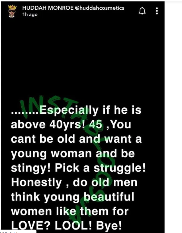 Huddah Monroe: “I'll never break up with a man for cheating but if he’s stingy I’m done”