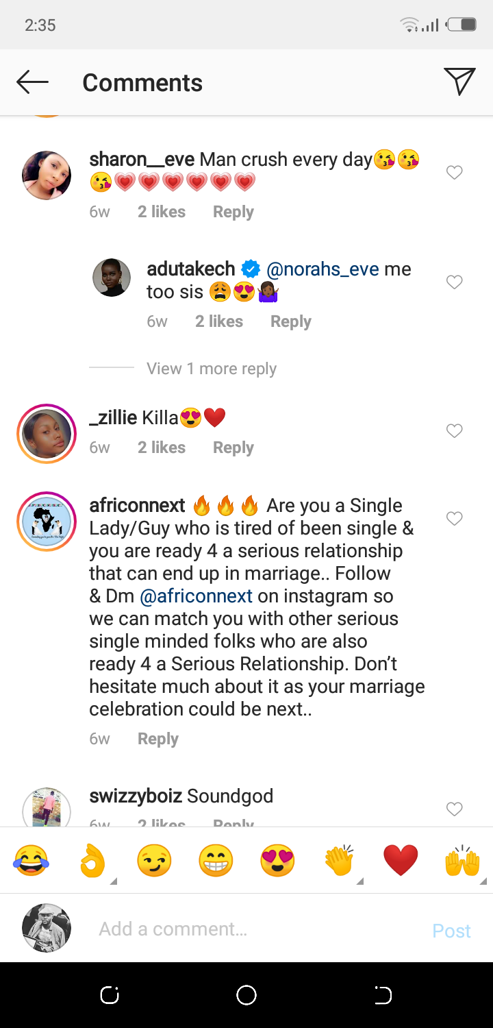 Adut Atech is obviously a huge fan of Runtown's music [Instagram/Runtown]