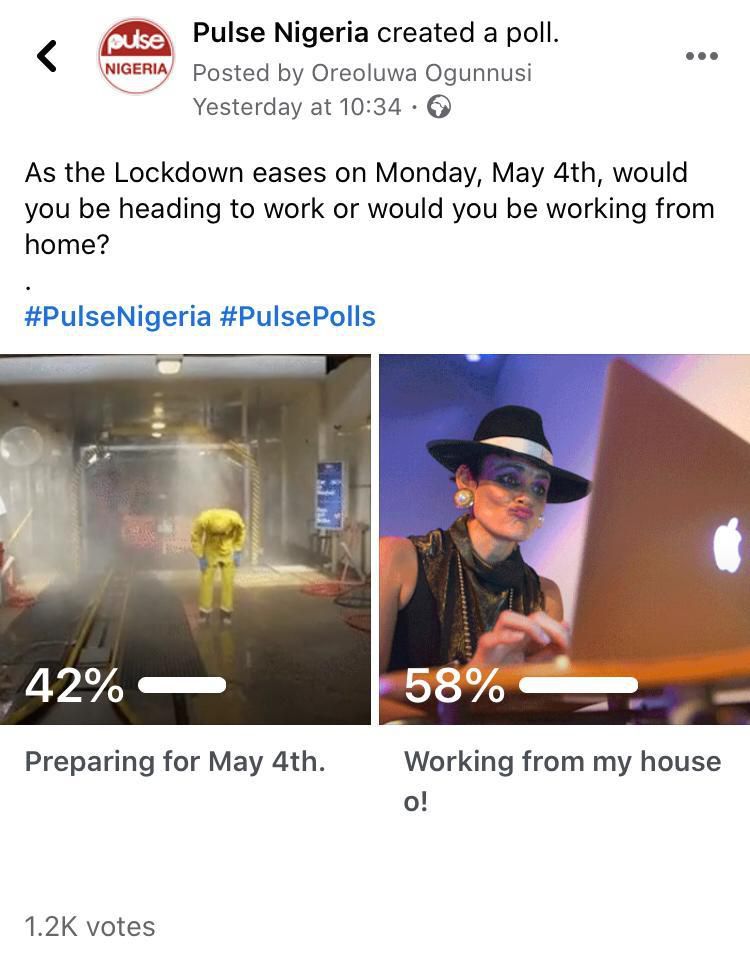 Facebook Poll on returning to work