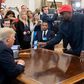 President Donald Trump meeting rapper Kanye West in the White House on 11 October 2018