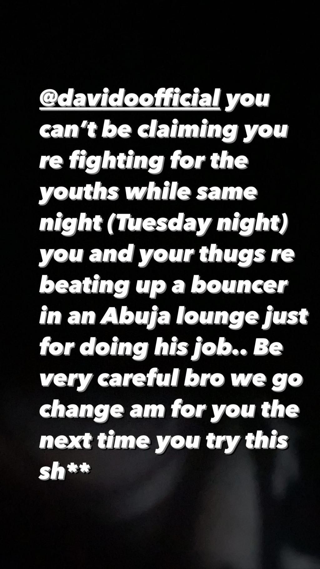 DJ TTB says Davido and his entourage attacked the said bouncer who was only trying to do his job. [Instagram/DJTTB]