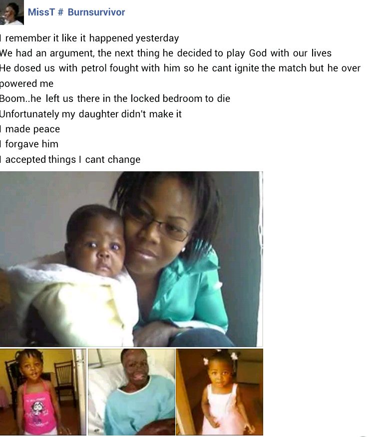 Woman recalls how she lost her daughter after lover set them ablaze