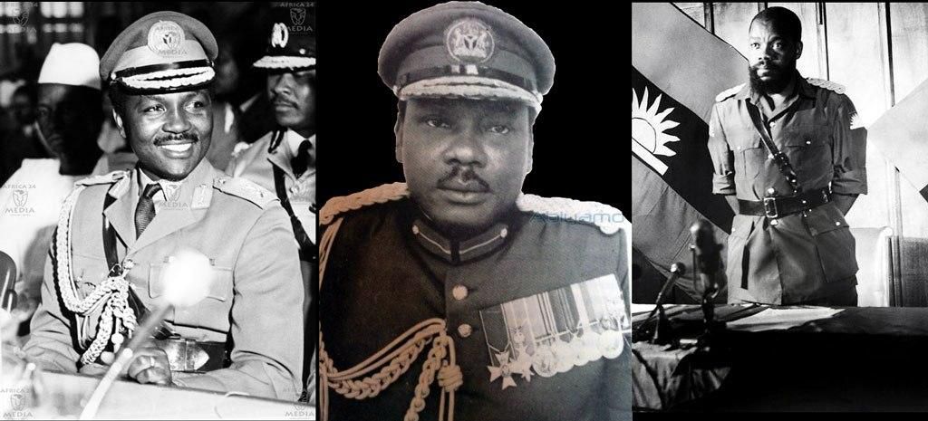 A mash up of Aguiyi Ironsi, Yakubu Gowon and Odumegwu Ojukwu, some of the Chief players during and after the July, 1966 coup