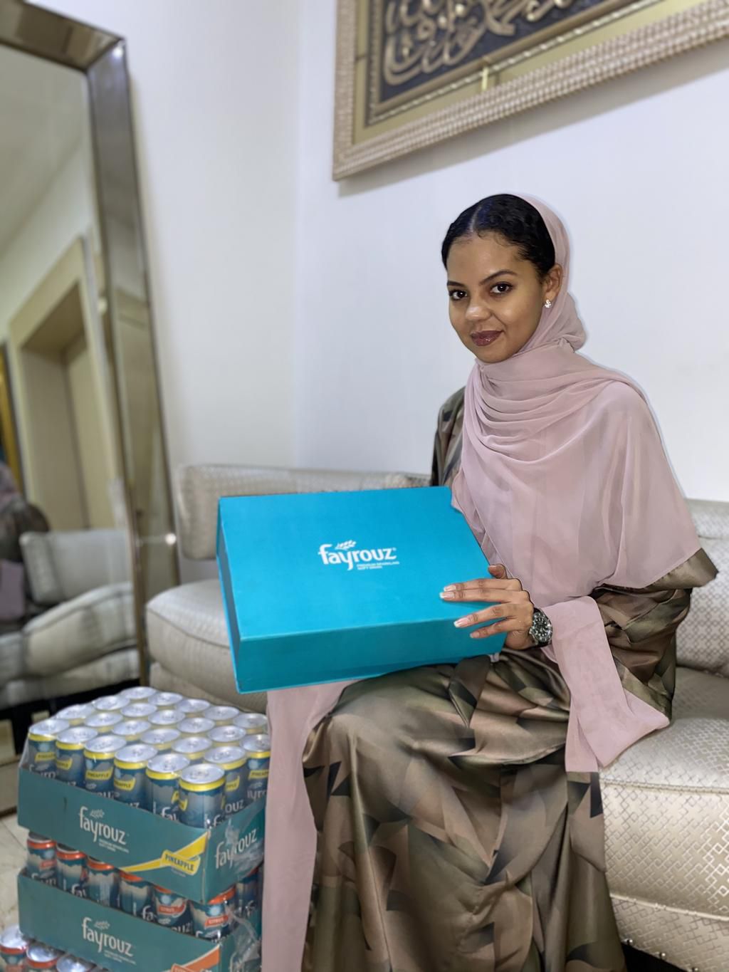 Adama Indimi with her Fayrouz Giftbox this Ramadan