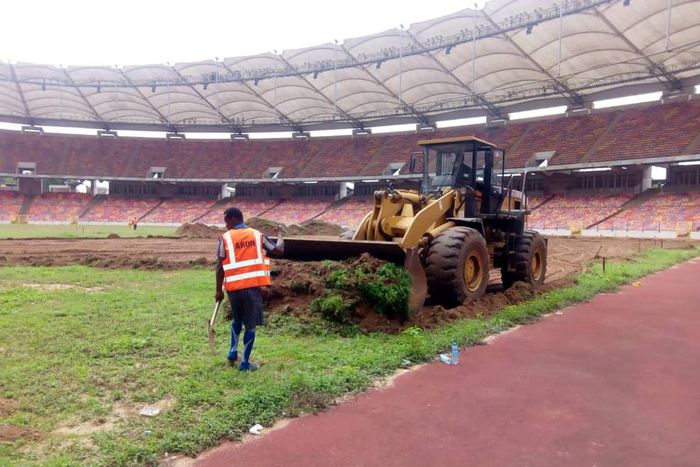 Renovation work commences at Moshood Abiola Stadium.