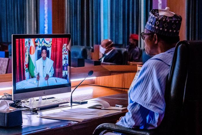 ECOWAS leaders appoint President Buhari as Champion of the COVID-19 response. [Twitter/@BashirAhmaad]
