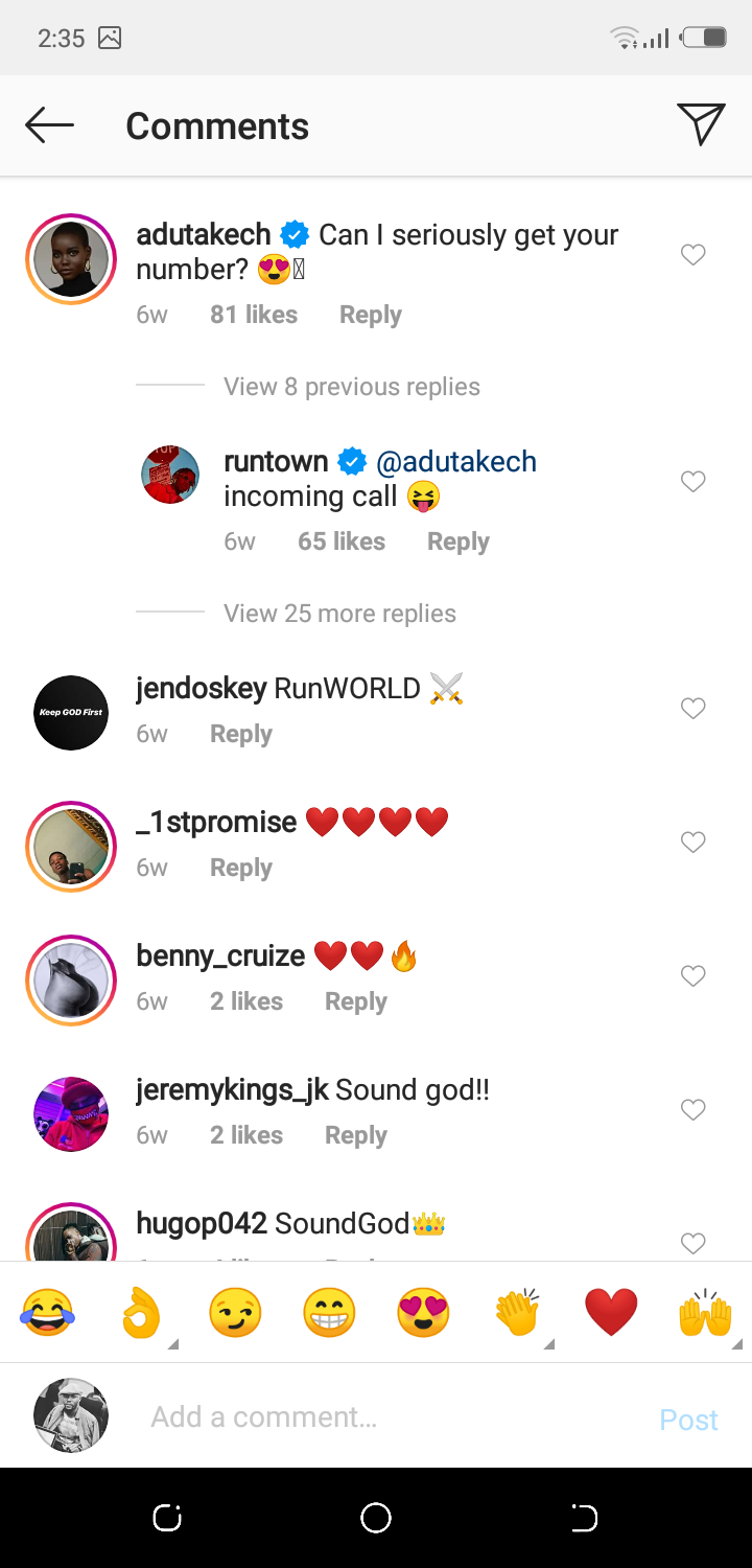 Runtown and Adut Atech's Instagram moment [Instagram/Runtown]