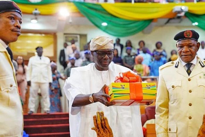 Lagos State Governor, Mr Babajide Sanwo-Olu while presenting proposed Year 2020 Budget to the State House of Assembly. [NAN]