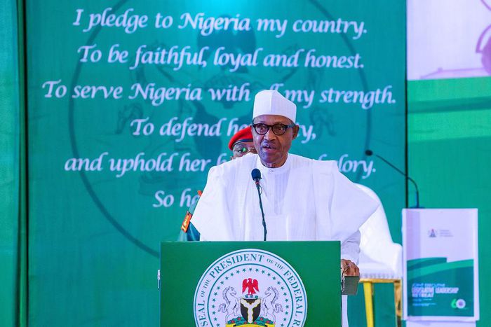 President Muhammadu Buhari at the 2-day Joint Executive-Legislative Leadership Retreat at the State House, Abuja on Monday, October 5, 2020. [Twitter/@NigeriaGov]