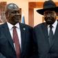 South Sudanese President Salva Kiir, right, pictured with Vice President Riek Machar at swearing-in ceremonies in February