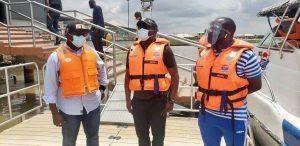 From left, the General Manager, Lagos Safety Agency, Mr Lanre Mojola, Director-General, Lagos State Emergency Management Agency, Dr Olufemi Oke-Osanyintolu and General Manager LASWA, Mr Oluwadamilola Emmanuel (Right) during the inspection tour. 19th Ju...