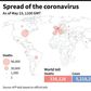 World map showing official number of coronavirus deaths per country, as of May 23 at 1100 GMT