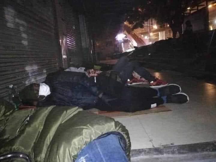 African migrants sleeping on the streets